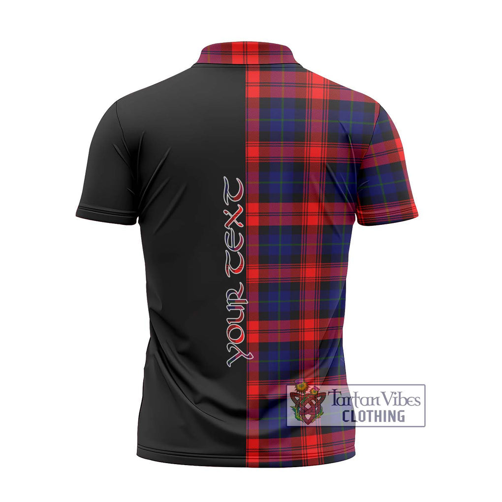 McLaughlin Tartan Zipper Polo Shirt with Family Crest and Half Of Me Style - Tartanvibesclothing Shop