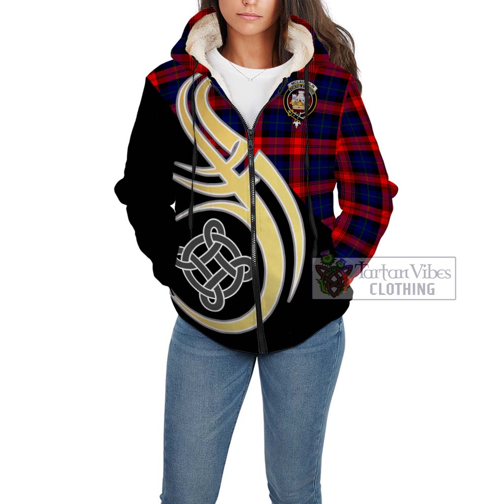 McLaughlin Tartan Sherpa Hoodie with Family Crest and Celtic Symbol Style Unisex - Tartan Vibes Clothing