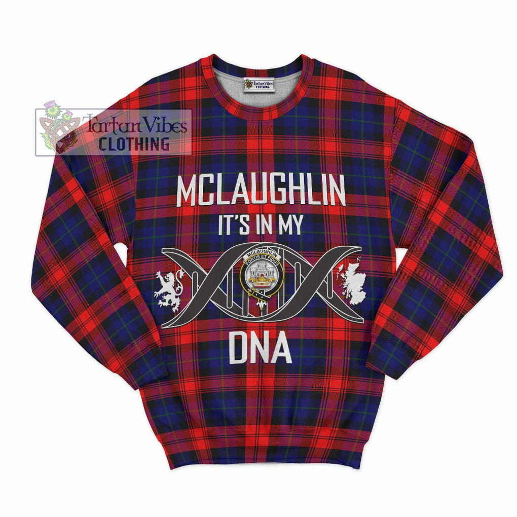 McLaughlin Tartan Sweatshirt with Family Crest DNA In Me Style - Tartanvibesclothing Shop