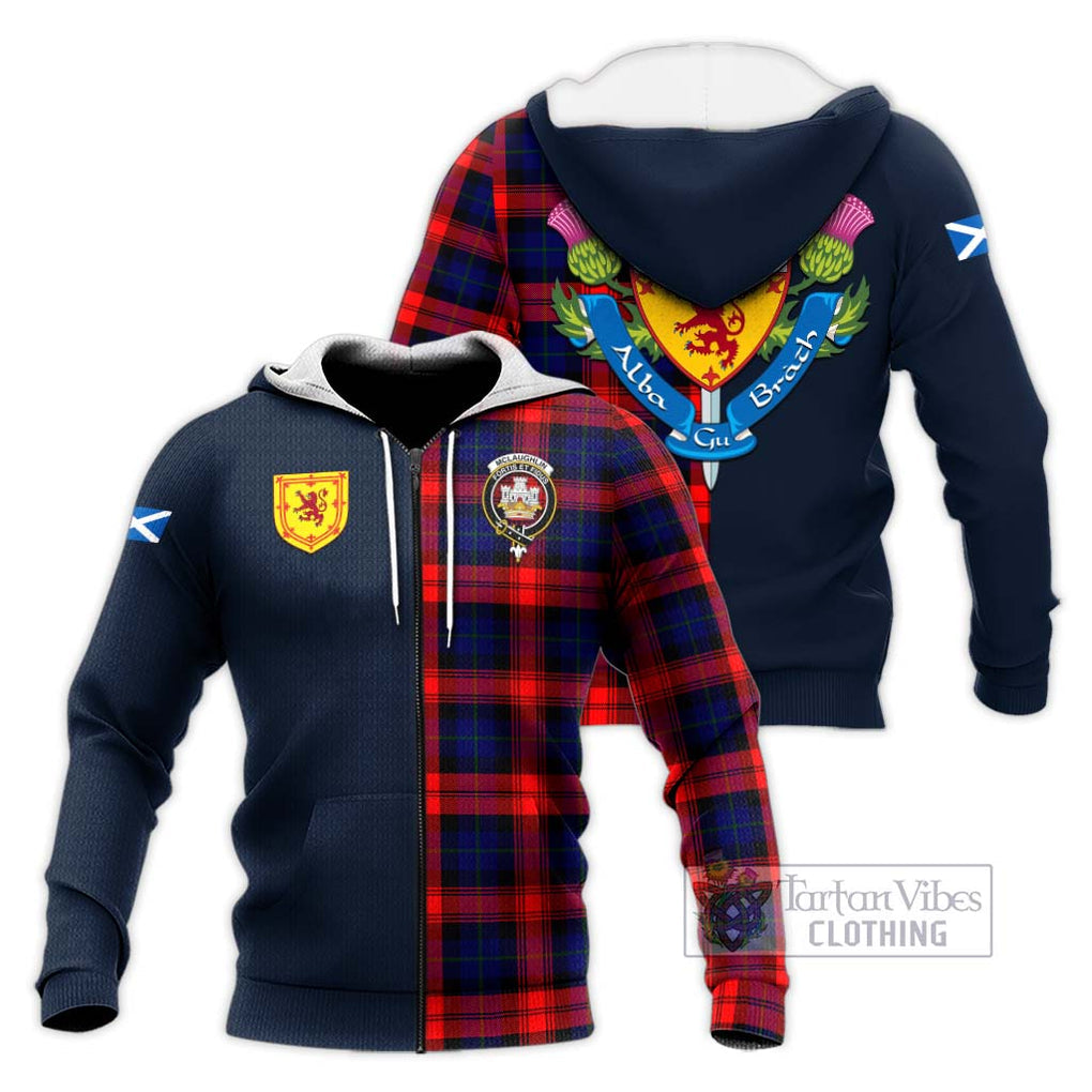 Tartan Vibes Clothing McLaughlin Tartan Knitted Hoodie with Scottish Lion Royal Arm Half Style