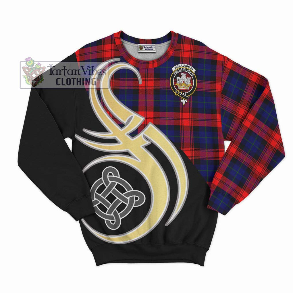 McLaughlin Tartan Sweatshirt with Family Crest and Celtic Symbol Style - Tartan Vibes Clothing