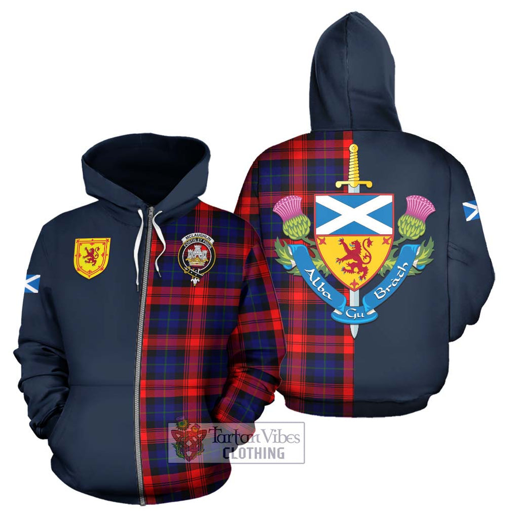 Tartan Vibes Clothing McLaughlin Tartan Hoodie with Scottish Lion Royal Arm Half Style