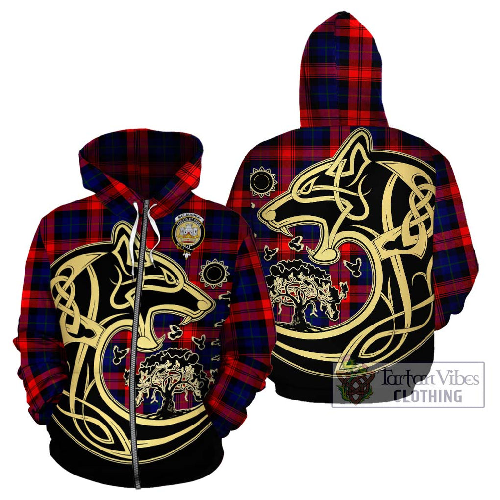 McLaughlin Tartan Hoodie with Family Crest Celtic Wolf Style - Tartan Vibes Clothing