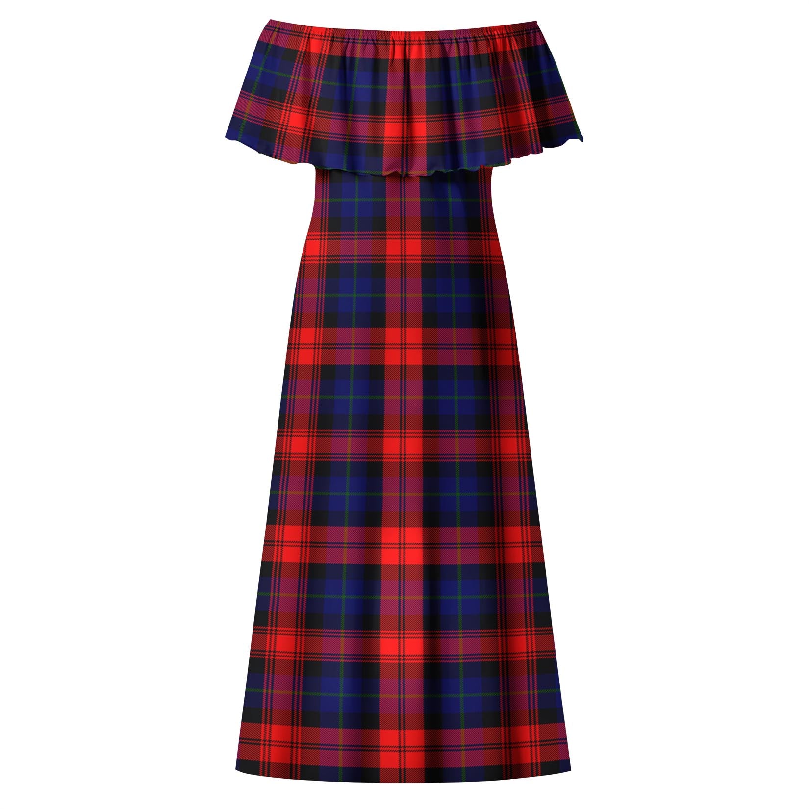 McLaughlin Tartan Off Shoulder Long Dress - Tartanvibesclothing