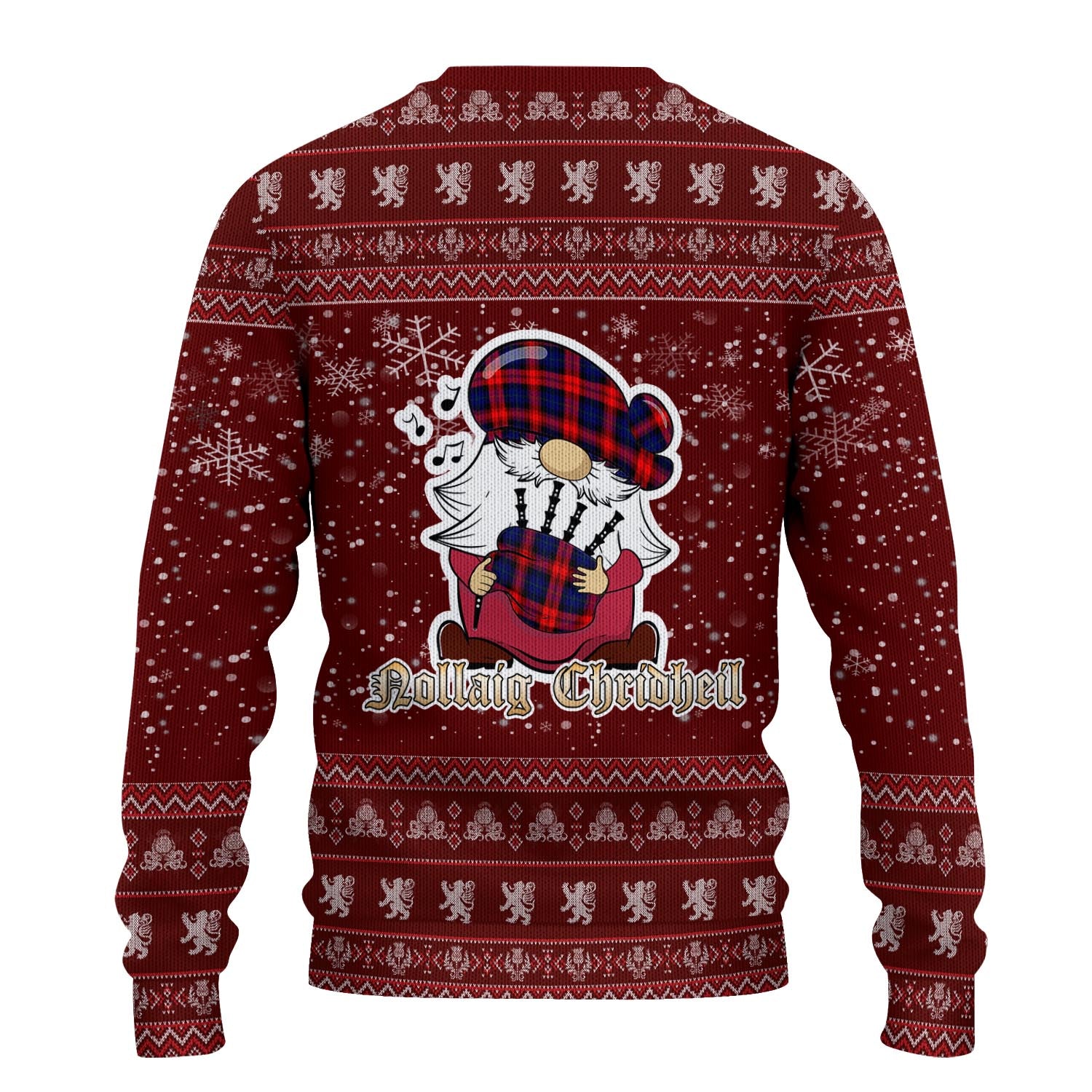 McLaughlin Clan Christmas Family Knitted Sweater with Funny Gnome Playing Bagpipes - Tartanvibesclothing