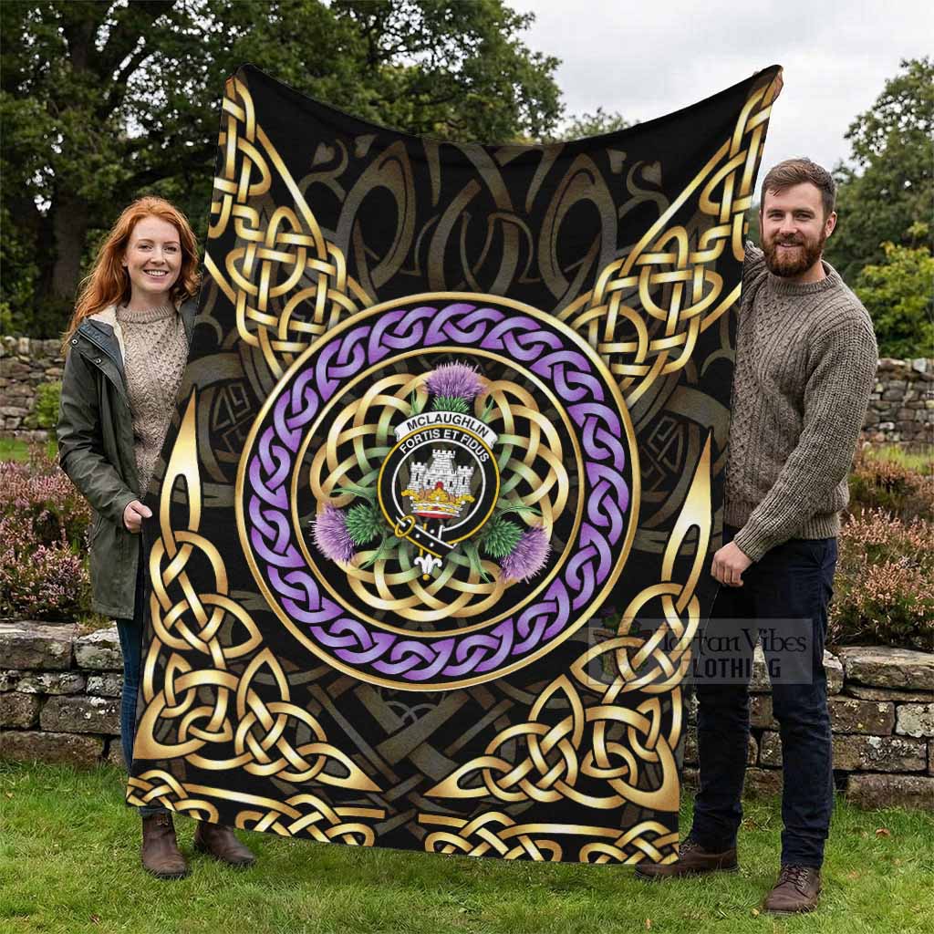 McLaughlin Clan Crest Blanket Celtic Scottish Thistle - Tartan Vibes Clothing