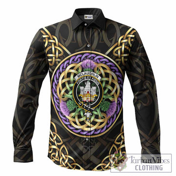 McLaughlin Clan Crest Long Sleeve Button Shirts Celtic Scottish Thistle Men's Shirt S - Tartan Vibes Clothing