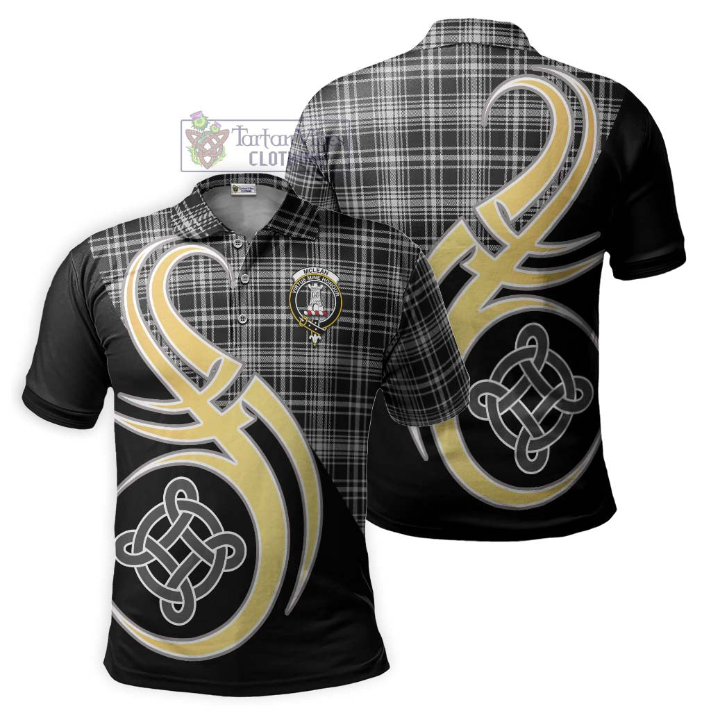 Tartan Vibes Clothing McLean Black and White Tartan Polo Shirt with Family Crest and Celtic Symbol Style