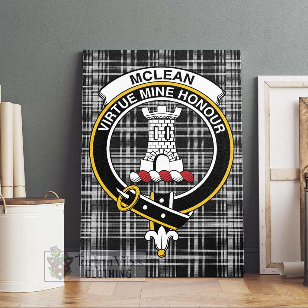 McLean Black and White Tartan Canvas Print Wall Art with Family Crest Without Frame - Tartan Vibes Clothing