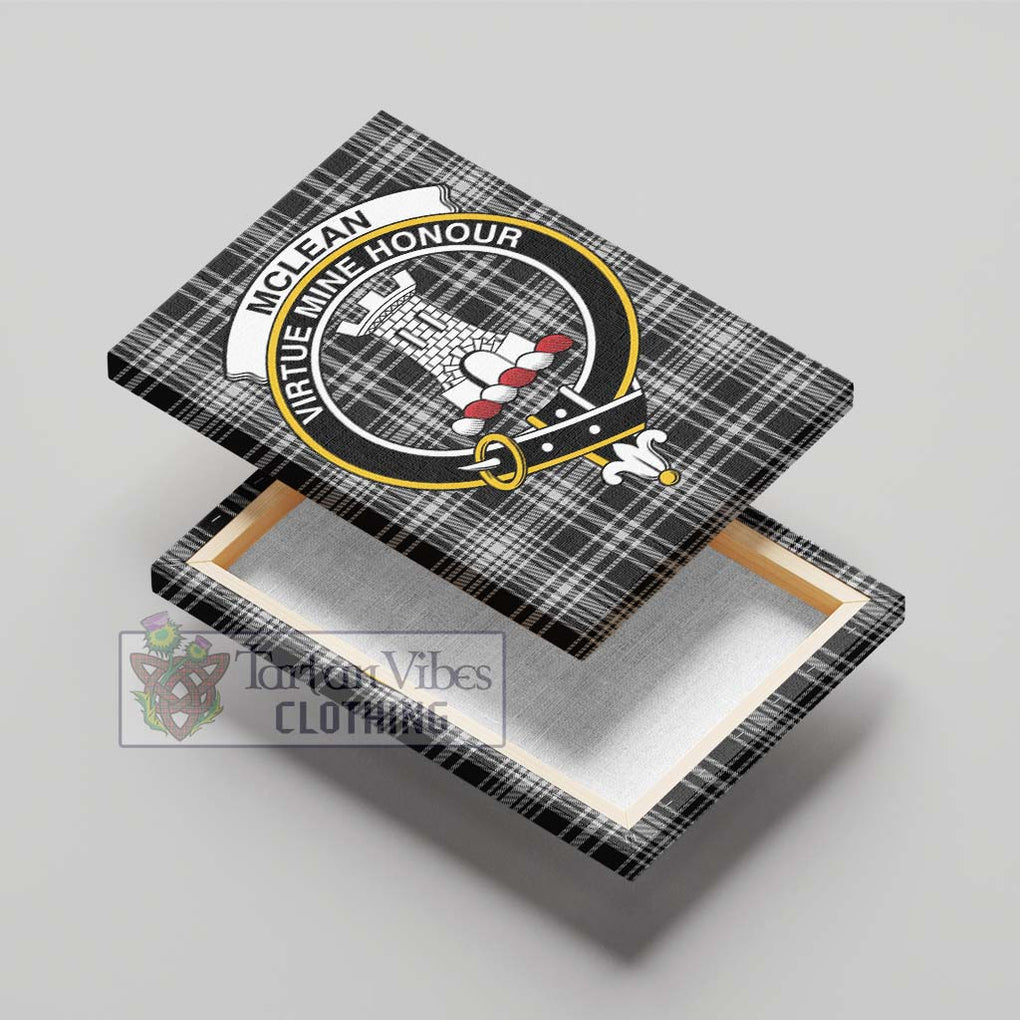 McLean Black and White Tartan Canvas Print Wall Art with Family Crest - Tartan Vibes Clothing