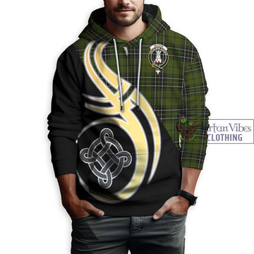 McLean Hunting Tartan Hoodie with Family Crest and Celtic Symbol Style