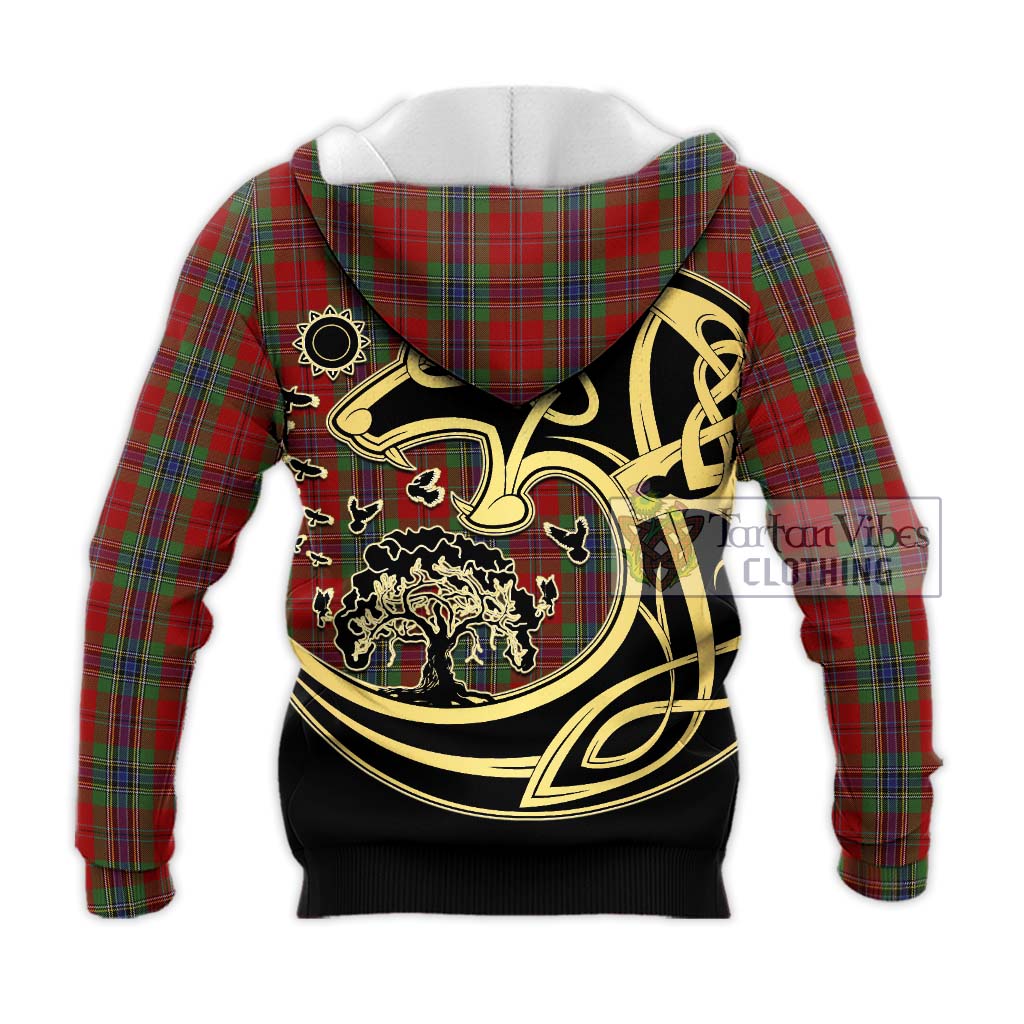 Tartan Vibes Clothing McLean of Duart Tartan Knitted Hoodie with Family Crest Celtic Wolf Style