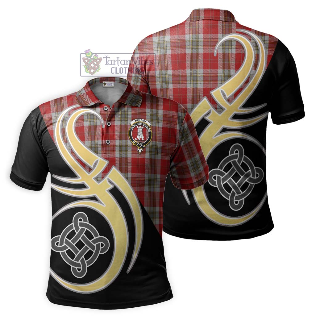 Tartan Vibes Clothing McLean of Duart Dress Red Tartan Polo Shirt with Family Crest and Celtic Symbol Style