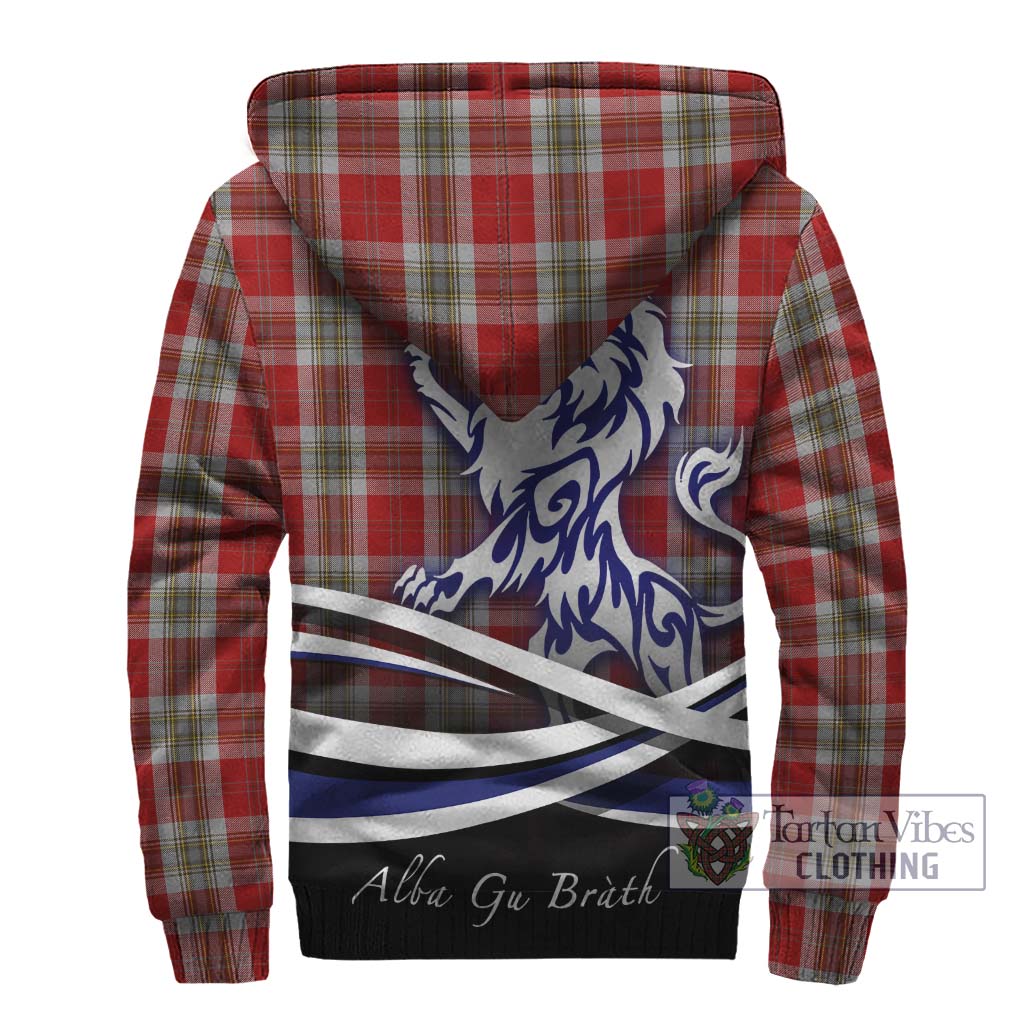 Tartan Vibes Clothing McLean of Duart Dress Red Tartan Sherpa Hoodie with Alba Gu Brath Regal Lion Emblem