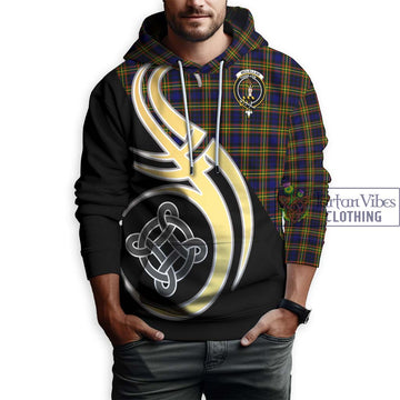 McLellan Modern Tartan Hoodie with Family Crest and Celtic Symbol Style