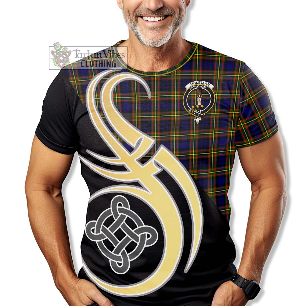 Tartan Vibes Clothing McLellan Modern Tartan T-Shirt with Family Crest and Celtic Symbol Style