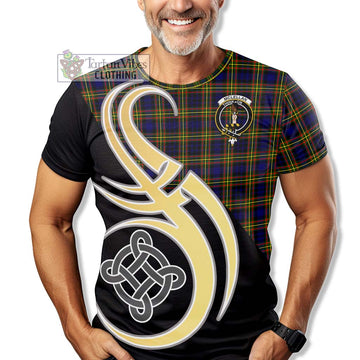 McLellan Modern Tartan T-Shirt with Family Crest and Celtic Symbol Style