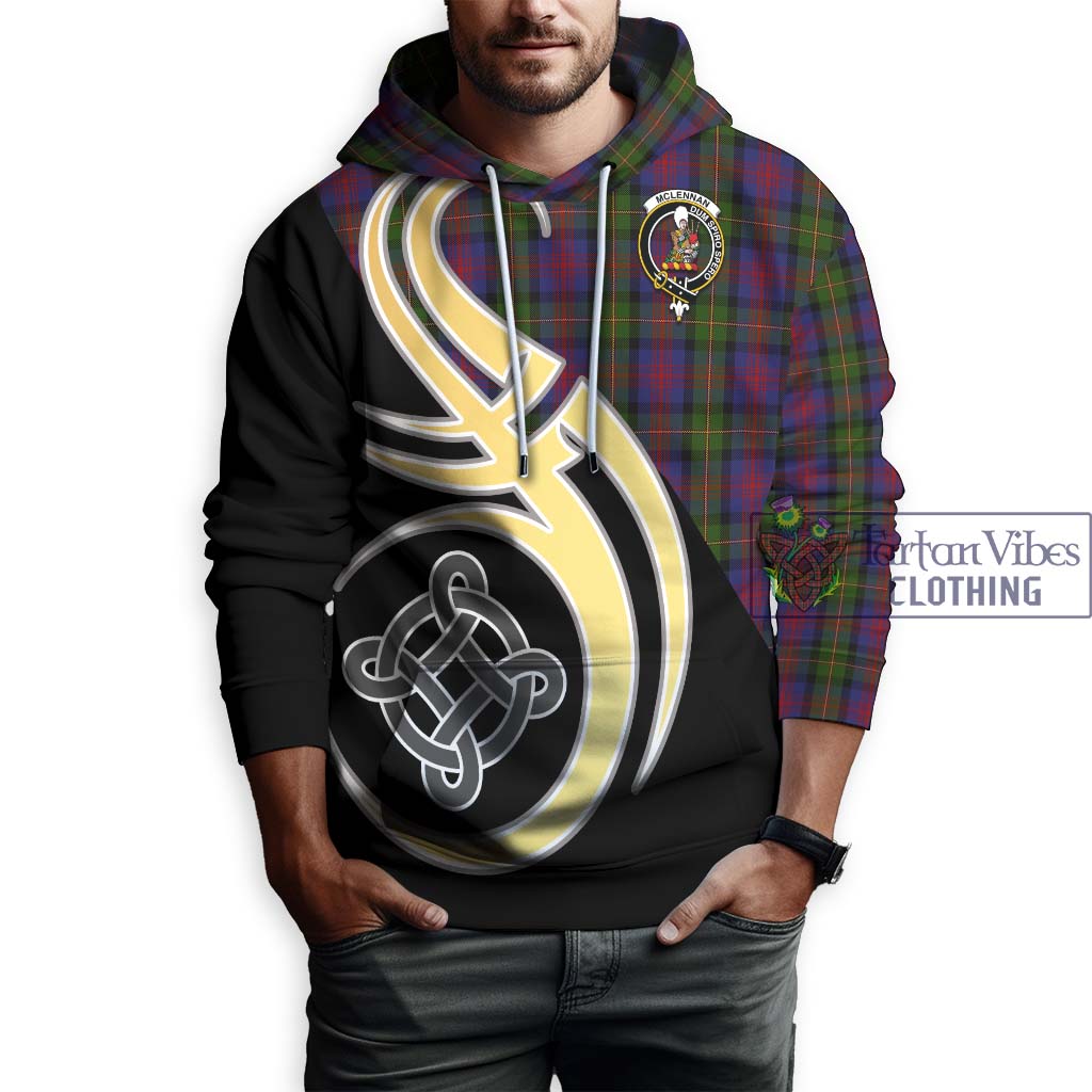 Tartan Vibes Clothing McLennan Tartan Hoodie with Family Crest and Celtic Symbol Style