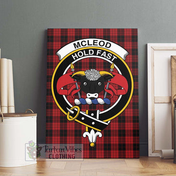 McLeod Black and Red Tartan Canvas Print Wall Art with Family Crest