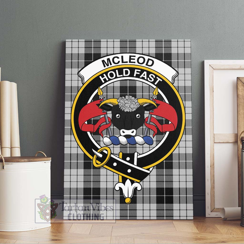 McLeod Black and White Tartan Canvas Print Wall Art with Family Crest Without Frame - Tartan Vibes Clothing