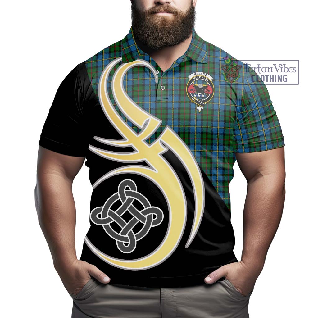 Tartan Vibes Clothing McLeod Green Tartan Polo Shirt with Family Crest and Celtic Symbol Style