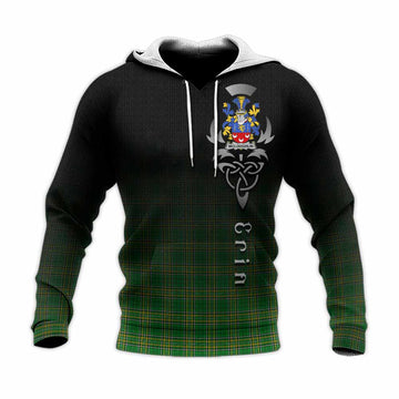 McLoughlin Irish Clan Knitted Hoodie with Coat of Arms Erin Go Bragh Celtic Inspired Unisex Knitted Pullover Hoodie - Tartan Vibes Clothing