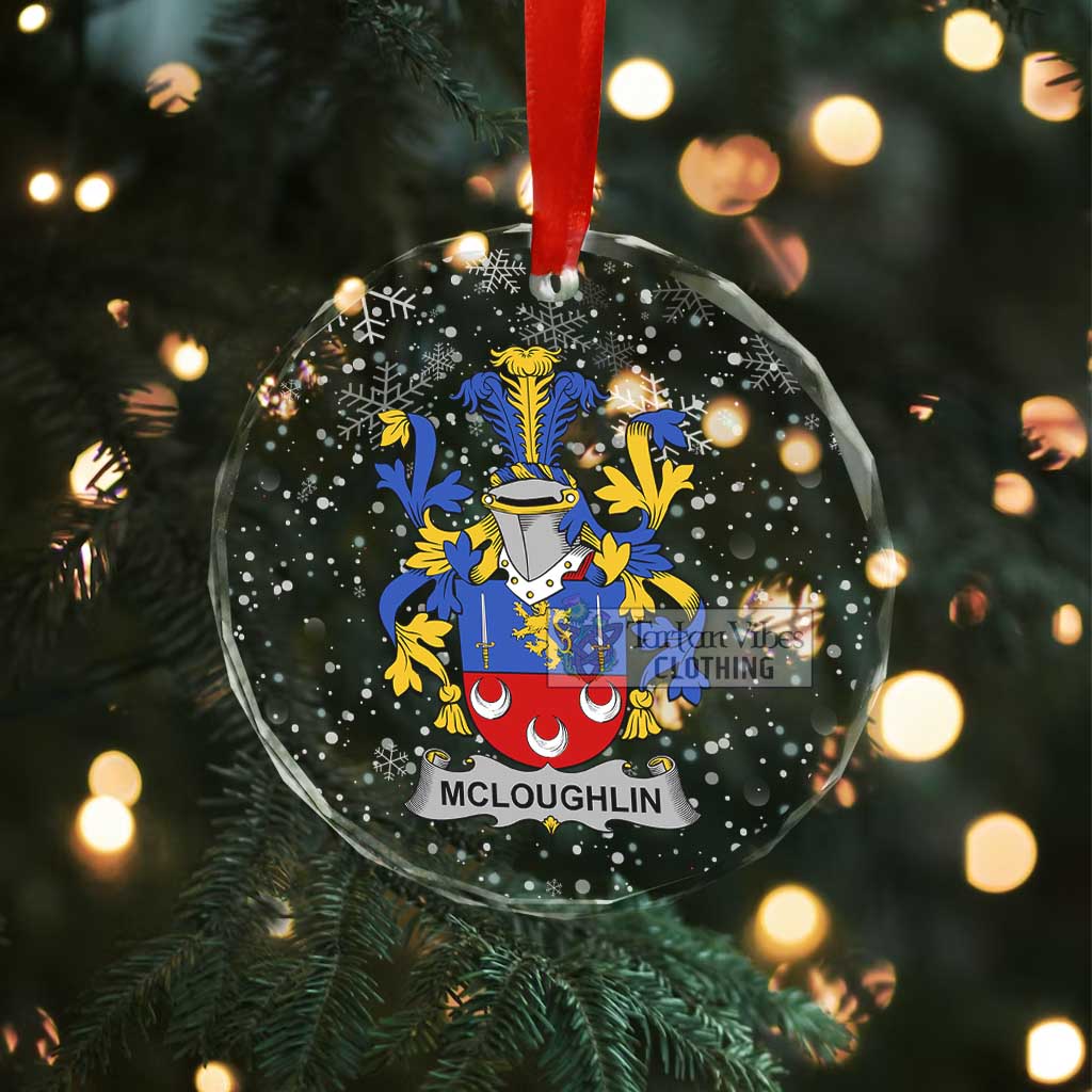 Tartan Vibes Clothing McLoughlin Irish Clan Christmas Glass Ornament with Coat of Arms