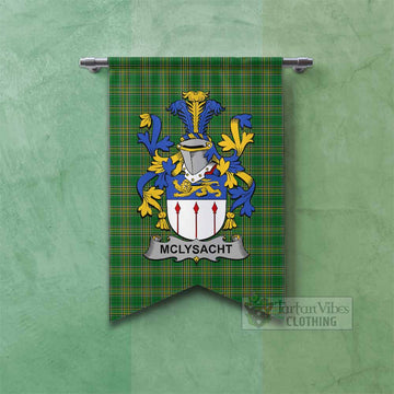McLysacht Irish Clan Tartan Gonfalon, Tartan Banner with Coat of Arms Fishtail - Tartan Vibes Clothing