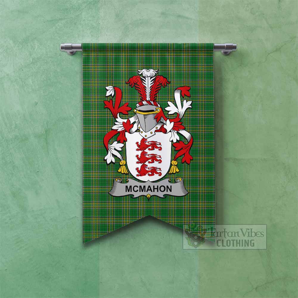 McMahon Irish Clan Tartan Gonfalon, Tartan Banner with Coat of Arms Fishtail - Tartan Vibes Clothing
