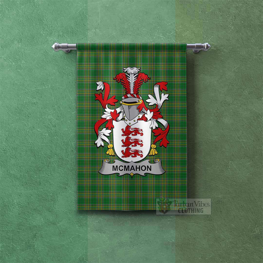 McMahon Irish Clan Tartan Gonfalon, Tartan Banner with Coat of Arms Rectangle - Tartan Vibes Clothing