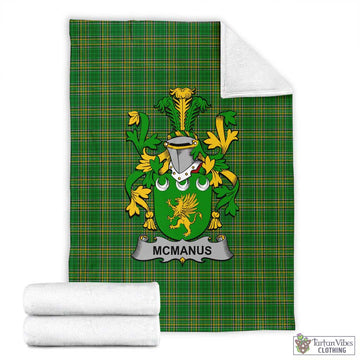 McManus Irish Clan Tartan Blanket with Coat of Arms X-Large 59 x 79 inches 150 x 200 cm - Tartan Vibes Clothing