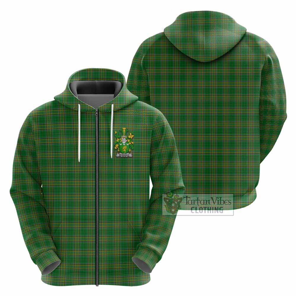 McManus Irish Clan Tartan Hoodie with Coat of Arms - Tartan Vibes Clothing
