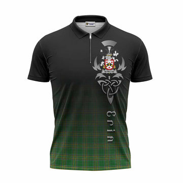 McMillan Irish Clan Zipper Polo Shirt with Coat of Arms Erin Go Bragh Celtic Inspired Unisex - Tartan Vibes Clothing