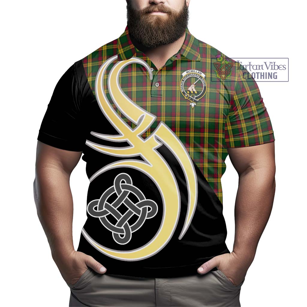 Tartan Vibes Clothing McMillan Ancient Tartan Polo Shirt with Family Crest and Celtic Symbol Style