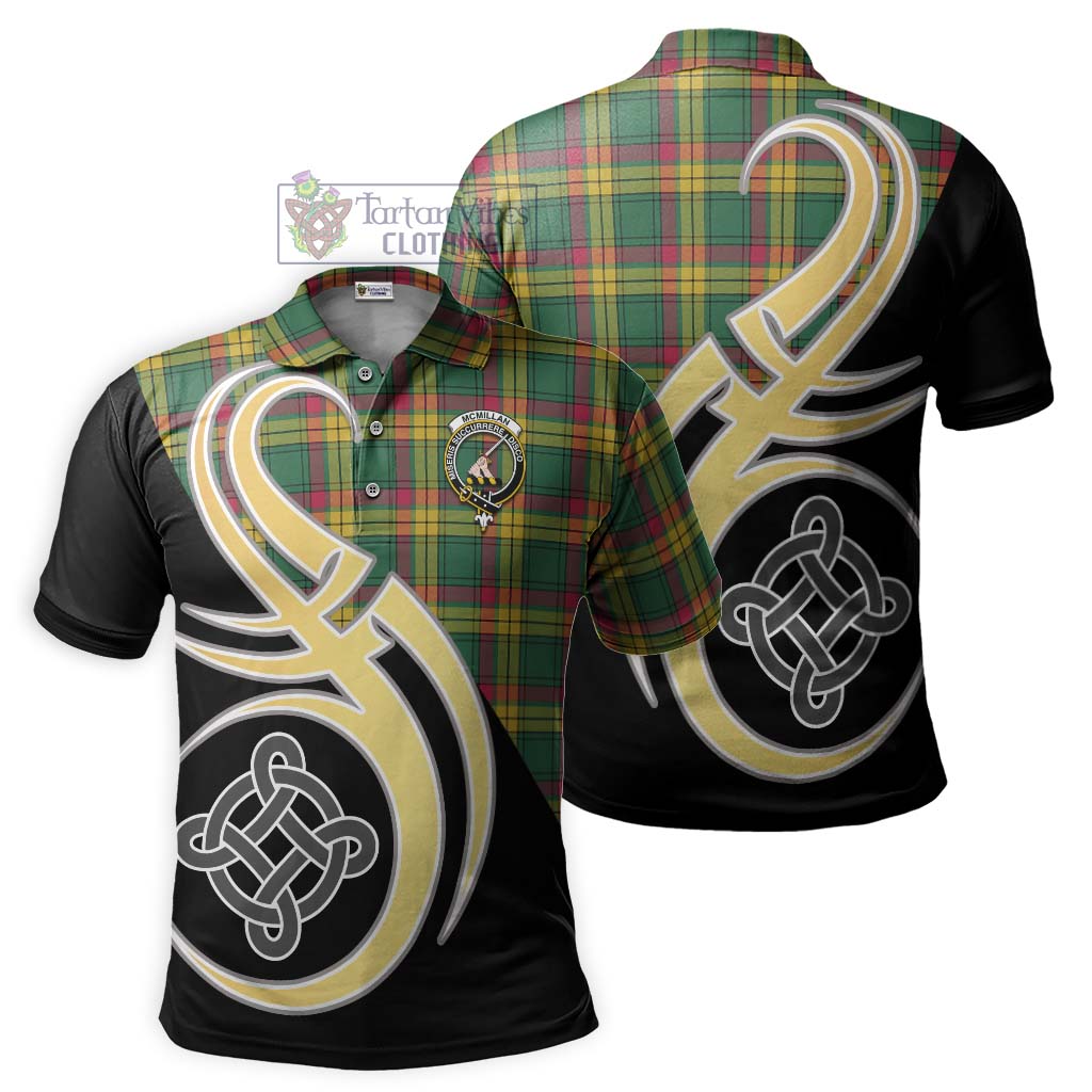 Tartan Vibes Clothing McMillan Old Ancient Tartan Polo Shirt with Family Crest and Celtic Symbol Style