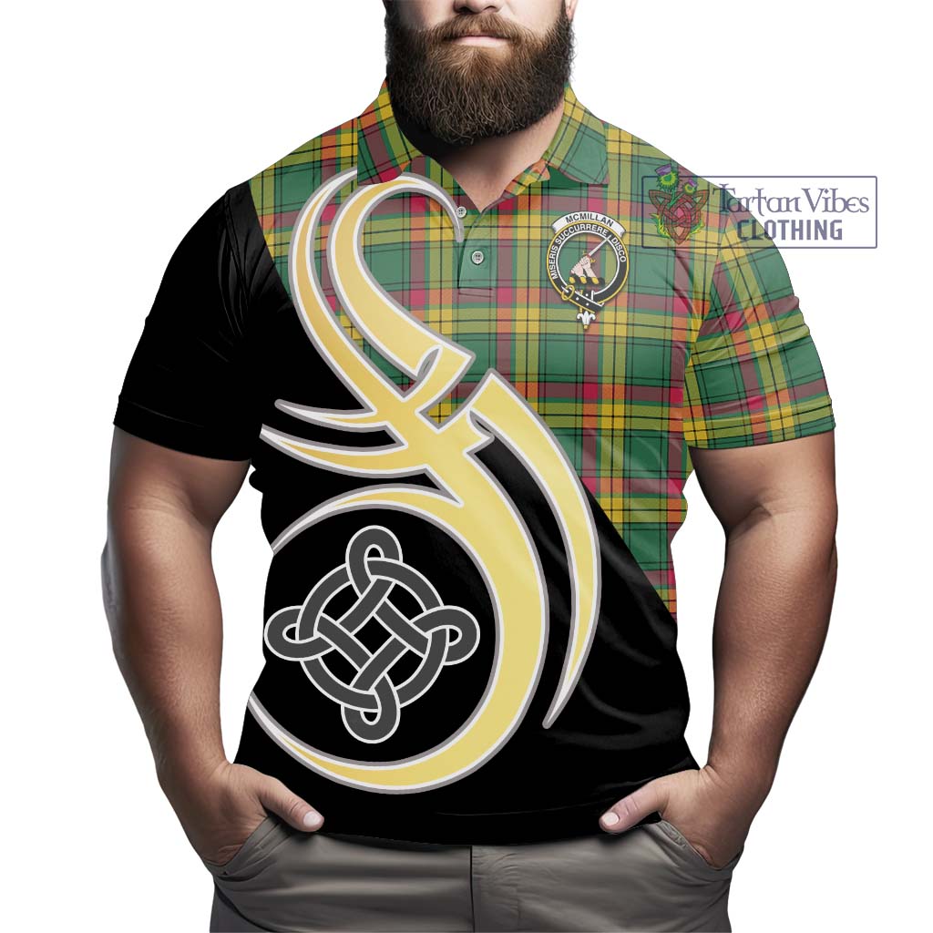 Tartan Vibes Clothing McMillan Old Ancient Tartan Polo Shirt with Family Crest and Celtic Symbol Style