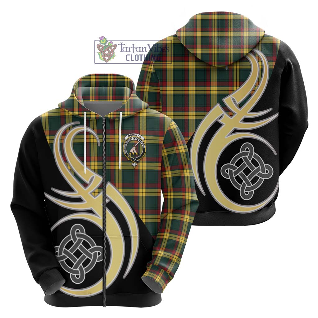 Tartan Vibes Clothing McMillan Old Modern Tartan Hoodie with Family Crest and Celtic Symbol Style