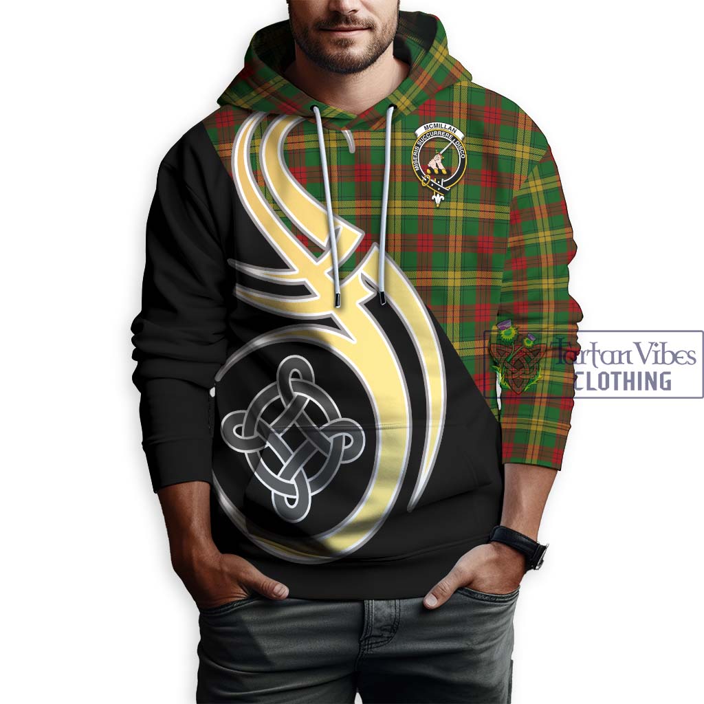 Tartan Vibes Clothing McMillan Society of Glasgow Tartan Hoodie with Family Crest and Celtic Symbol Style