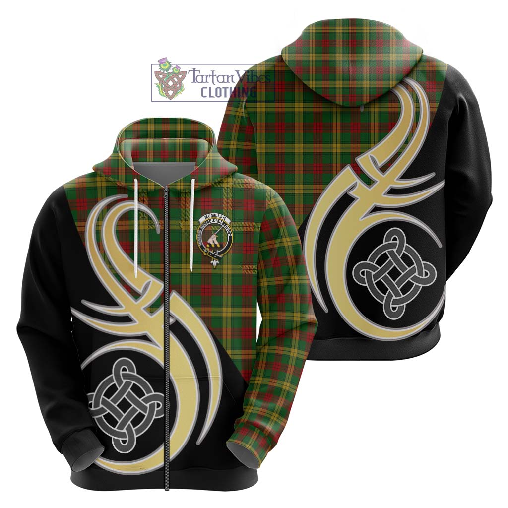 Tartan Vibes Clothing McMillan Society of Glasgow Tartan Hoodie with Family Crest and Celtic Symbol Style