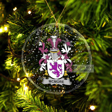 McMore Irish Clan Christmas Glass Ornament with Coat of Arms