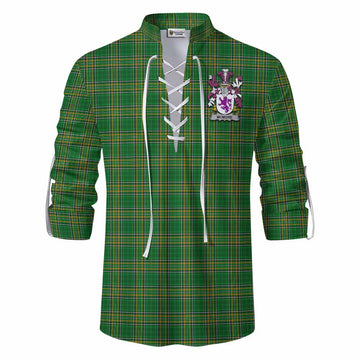 McMore Irish Clan Tartan Ghillie Kilt Shirt with Coat of Arms