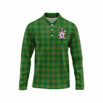 McMore Irish Clan Tartan Long Sleeve Polo Shirt with Coat of Arms