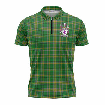 McMore Irish Clan Tartan Zipper Polo Shirt with Coat of Arms