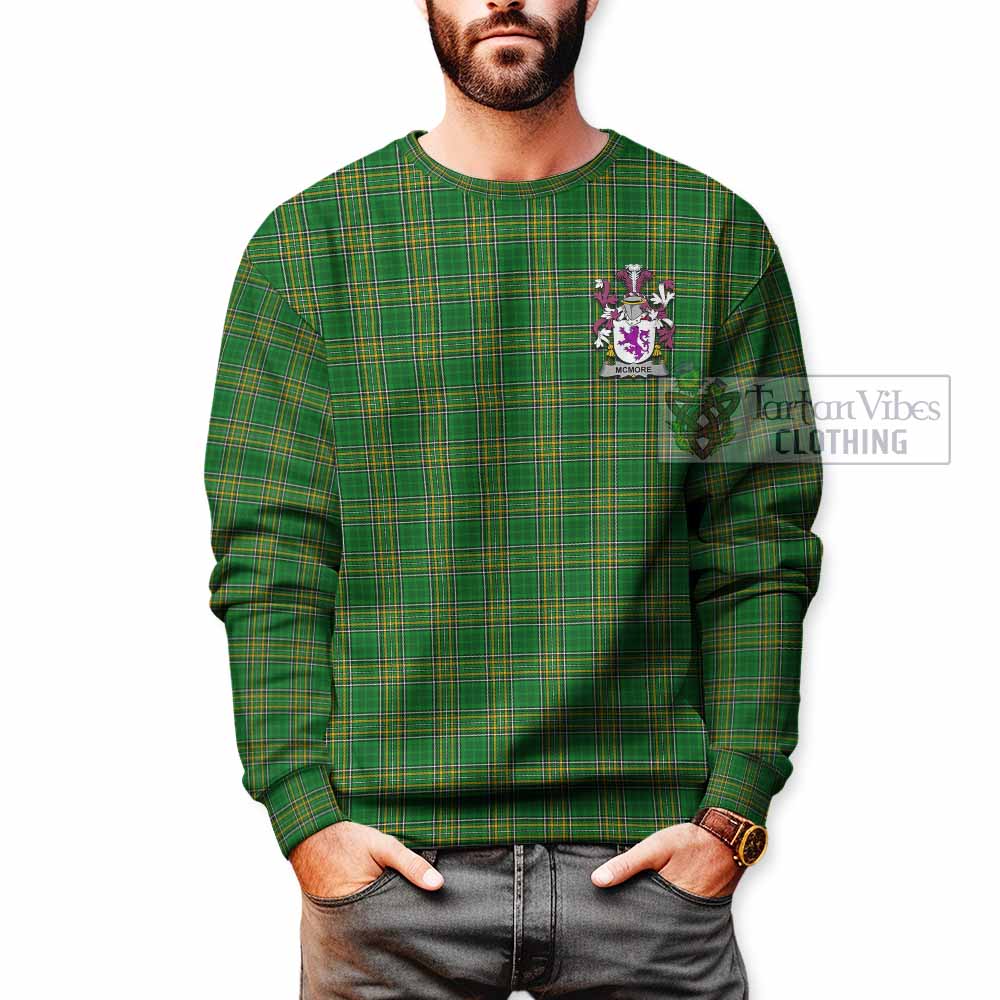 Tartan Vibes Clothing McMore Irish Clan Tartan Sweatshirt with Coat of Arms