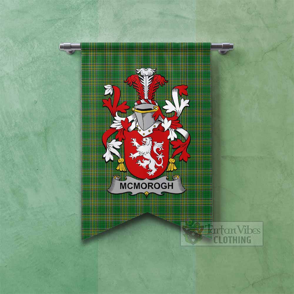 McMorogh Irish Clan Tartan Gonfalon, Tartan Banner with Coat of Arms Fishtail - Tartan Vibes Clothing