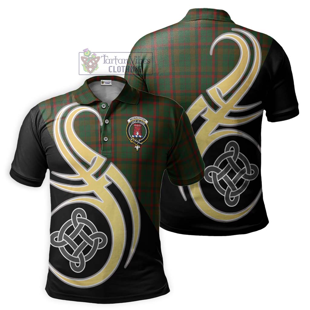 Tartan Vibes Clothing McNachten Hunting Tartan Polo Shirt with Family Crest and Celtic Symbol Style