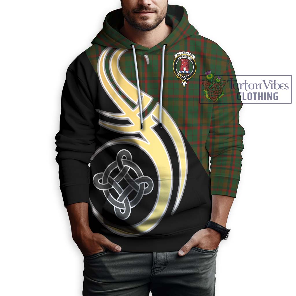 Tartan Vibes Clothing Mcnaghten Hunting Tartan Hoodie with Family Crest and Celtic Symbol Style