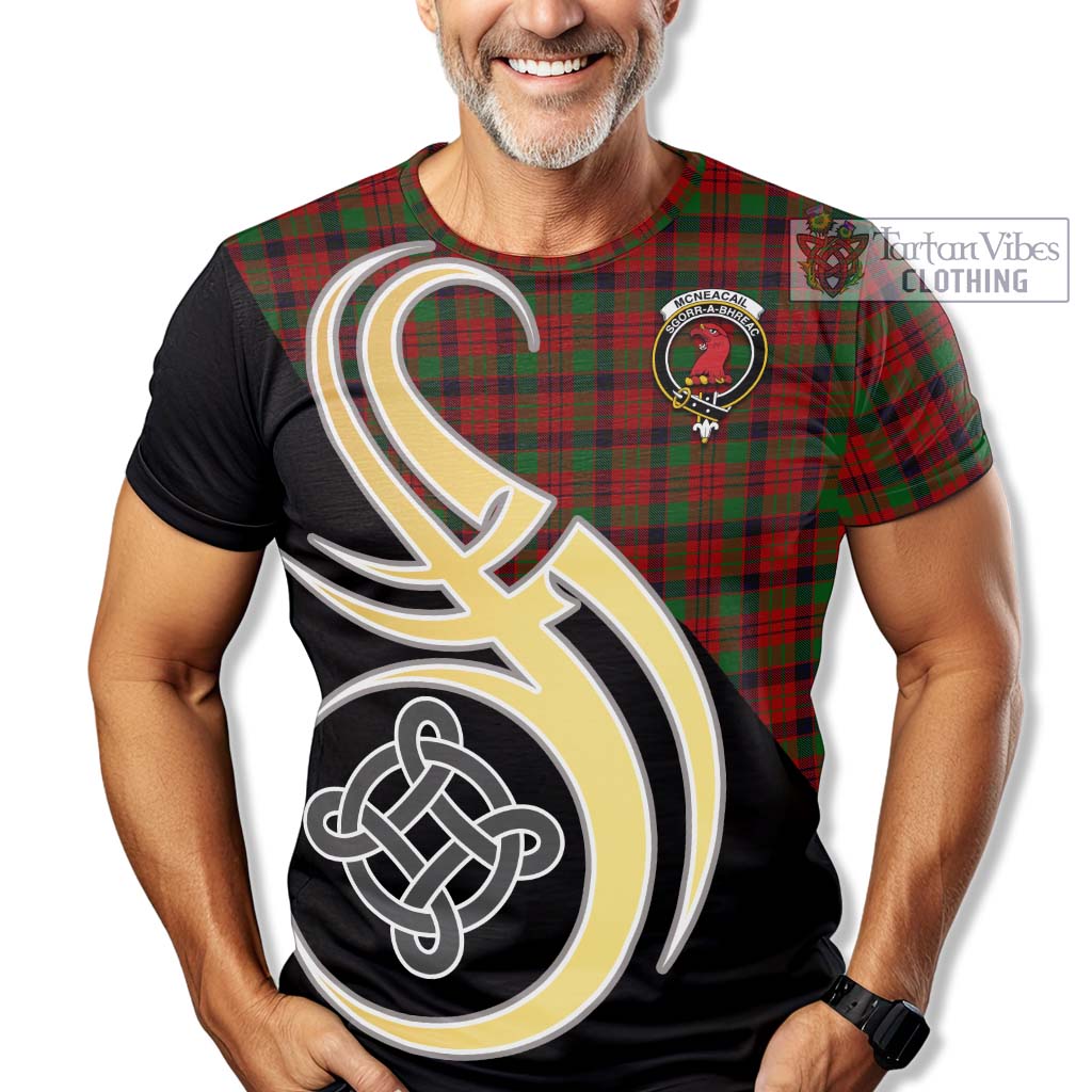 Tartan Vibes Clothing McNeacail Tartan T-Shirt with Family Crest and Celtic Symbol Style