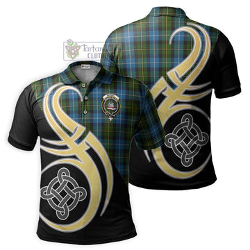 McNeil of Barra Tartan Polo Shirt with Family Crest and Celtic Symbol Style