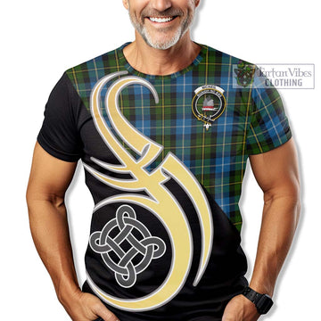 McNeil of Barra Tartan T-Shirt with Family Crest and Celtic Symbol Style